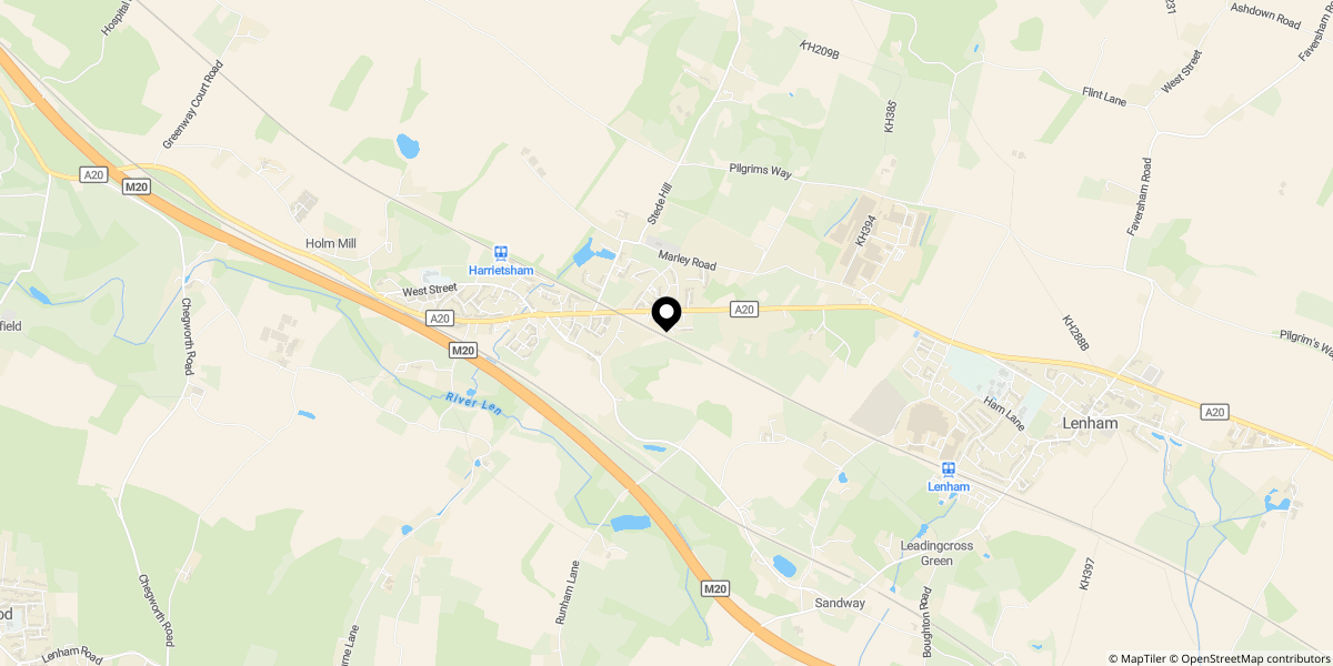 Approximate location of Marsham Close, Harrietsham, Kent, ME17