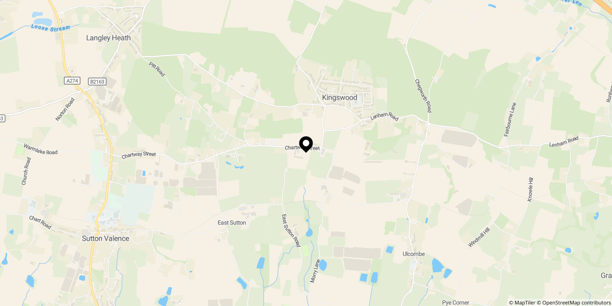 Approximate location of Chartway Street, East Sutton, Maidstone, ME17 