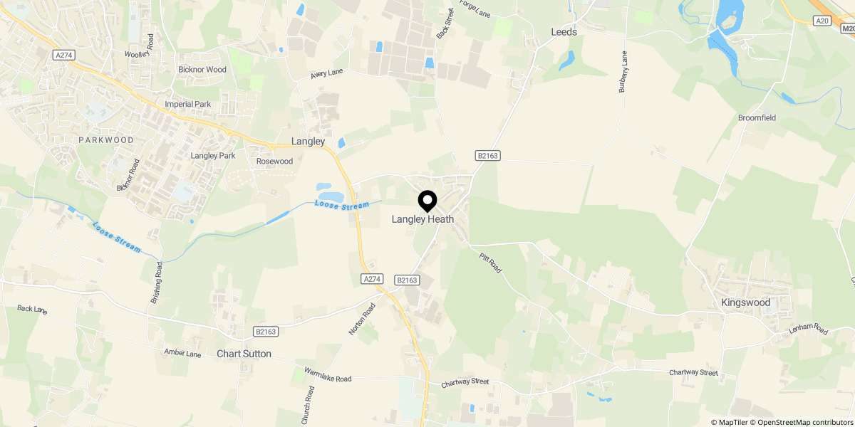 Approximate location of Porters Walk, Langley, Maidstone, ME17 
